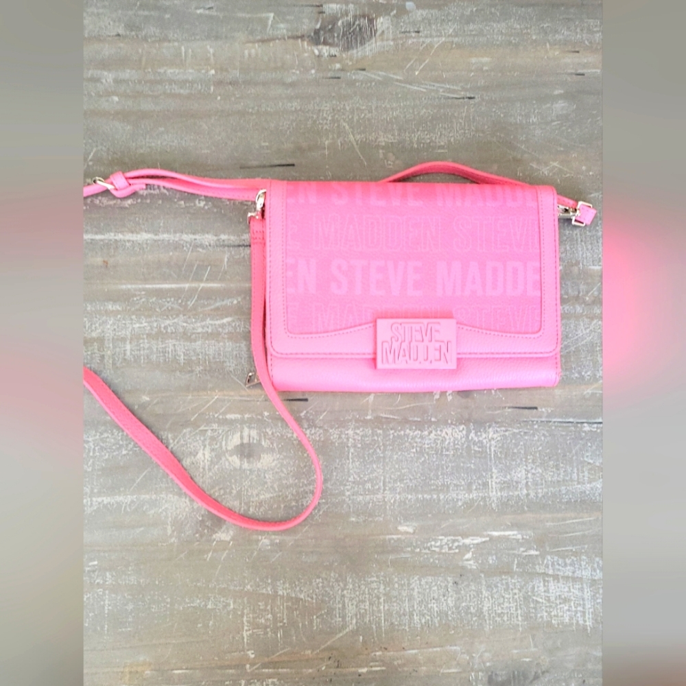 Steve Madden Bluna Crossbody Wallet Purse With Card Slots Zipper Pocket